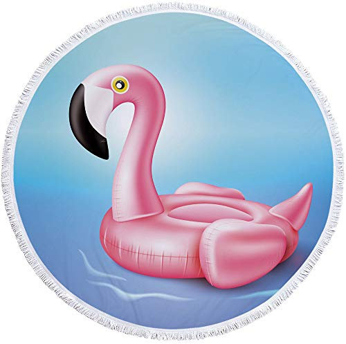 Sticker Superb Flamingo Tierstil Runde Strandtücher mit Quaste Pink und Gold Groß 59 Zoll Yoga Matte Stranddecke Reisen/Camping/Picknick (Ente)