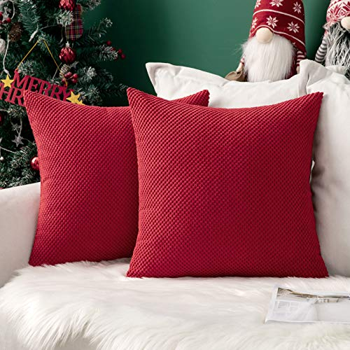 MIULEE 2er Set Kissenbezüge Dekokissen Körnig Dekorativ Kissenbezug Kissenhülle Sofakissen Deko Bezug Weich Zierkissen Kissen für Wohnzimmer Schlafzimmer 45x45cm Rot