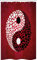 ABAKUHAUS Ying Yang Rideau de Douche Stalle, Résumé Cosmos Signe, Ensemble de Salle de Bain en Tissu en Crochets, 120 x 180 cm, Rouge
