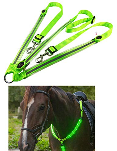 Mify LED Horse Breastplate Collar High Visibility Tack for Horseback Night Riding Adjustable Safety Gear
