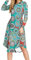 PCEAIIH Women Long Sleeve Polka Dot Casual Tunic Dress Swing Pleated Midi Dress with Pocket (S, Lo-Round Flower Green)