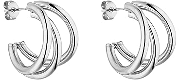 PURELEI® Eono Ohrringe (Silber) – Damenohrringe aus langlebigem Edelstahl – Wasserfeste Ohrringe Damen – 2 cm Durchmesser – Modeschmuck für deinen individuellen Look