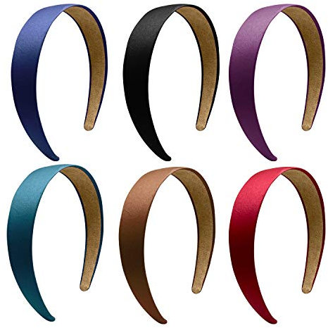 BallHull Lot de 6 serre-têtes rigides en satin de 3,0 cm pour femmes et filles, 6 couleurs.