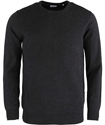 Seidensticker Herren Pullover - Regular Fit - Pullover - Rundhals - Langarm - 100% Baumwolle, Anthra Melange, S