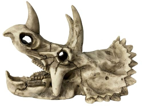 kathson Aquarium-Dekoration, Dinosaurier-Motiv, Triceratops, Totenkopf, aus Kunstharz, Dekoration für Reptilien, Versteck