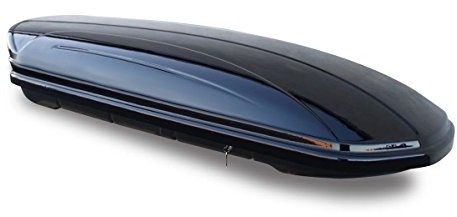 Dachbox VDPMAA460 460 Liter schwarz glänzend abschließbar + Dachträger K1 PRO Aluminium kompatibel mit Opel Grandland (5 Türer) ab 2017