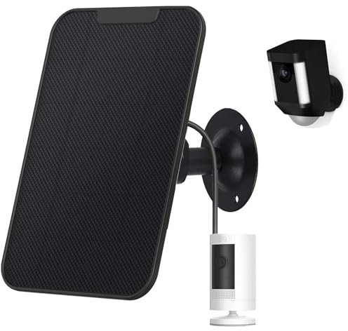 dosili Solar Panel Compatible with Ring, 6W for Stick Up Cam, Stick Up Cam Pro, Spotlight Cam Plus, Spotlight Cam Pro - Black