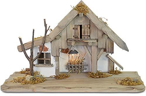 Riffelmacher & Weinberger Weihnachtskrippe Oberjettenberg - 40x19x24cm Krippenstall Holzkrippe | 78084