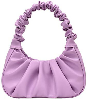 holygloomy Borsa a mano da donna, elegante a pieghe in pelle PU, borsa a tracolla in pelle, tinta unita, alla moda, viola.