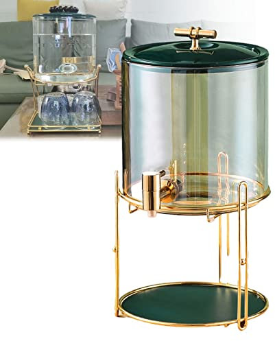 Juice Dispenser with Faucet and Stand, Glass Water Dispenser Beverage Jar with Lid, Water Jug Drinks Dispenser for Fruit Tea Lemonade Wine Sparkling Water, 5.5L, Round/Square Base