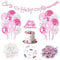 Kommunion Deko Mädchen, Konfirmation Deko Mädchen Taufe Mädchen Deko 20 Stück Servietten 1 Kommunion Girlande 20 Luftballons Rose 72 Holz Fische Kreuz Deko 1 Cake Topper Erstkommunion Deko