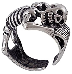 Vintage Verstellbare Zehenringe Fingerring Mode Gelenkring Vintage Punk Offene skull-Ringe für Damen Herren Party Cocktail Einstellbar Cool Open Ring Retro Gothic Schmuck (Silver, One Size)