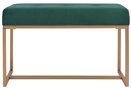 Makastle Sitzbank Polsterbank Flurbank Esszimmerbank gepolsterte Sitzbank Küchenbank für Esszimmer Wohnzimmer Flur, Industrie Design, 80 cm Grün Samt