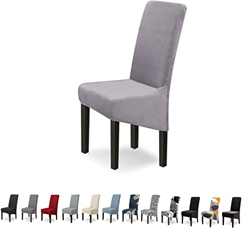 Lydevo Stuhlhussen XL 6er Set Stretch Stuhlhussen Schwingstühle XL für Esszimmerstühle Spandex Universal-Stuhlbezug Large Dining Chair Schonbezüge für Stuhl Esszimmer Hotel Bankett,Grigio Argento