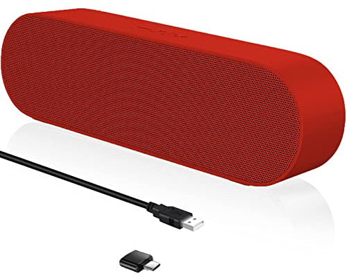 ZETIY Haut-Parleur d'Ordinateur, USB Enceintes pour PC Mini Barre de Son Portatifs Stéréo Enceintes de Bureau pour Laptop Bureau Carnet - Plug and Play (Red)
