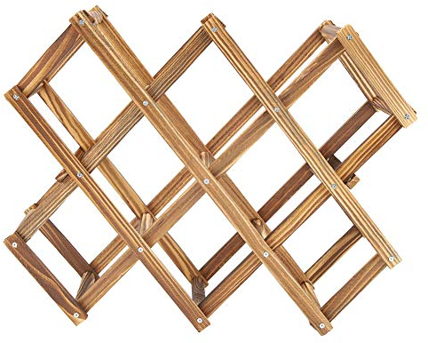 Porte-bouteille de vin de table, porte-bouteille pliable en bois pour bouteilles de vin et de bière, porte-bouteille décoratif pour cuisine et bar (10 bouteilles)