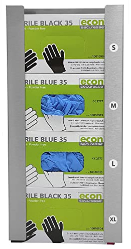 securesse 4-fach Wandhalter Edelstahl für Einweghandschuhe Innenabmessungen: H/B/T= 520x248x82 mm