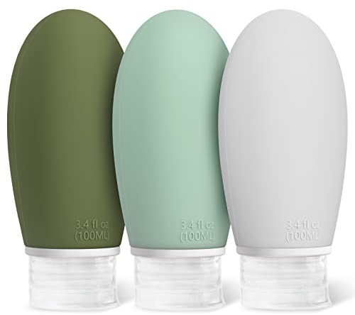 Opret Contenitori da Viaggio per Liquidi 100ml, 3 Pezzi Flaconi da Viaggio, Kit Viaggio Liquidi, Accessori Viaggio Utili per Shampoo, Liquidi and Lozione, Bottiglie da Viaggio Nessun BPA