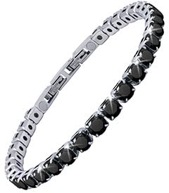 JEROOT Magnetisches Tennis Armband für Damen, Schwarz Titanium Steel Abnehmen Armband, 2mm 5A+ Kubischer Zirkonia, Verstellbar - Modeschmuck Geschenk