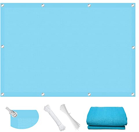 Sichtschutz Garten 4.5 x 8 m Windschutz und Sonnenschutz sonnensegel Balkon Kostenlose 1 × 5m Seile für Balkon Garten Terrasse, Himmelblau