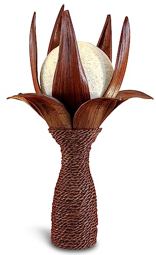 Kokoslampe NINOLE - 54 cm Tisch Lampe mit Lampenschirm aus Kokosnuss, geeignet für Wohnzimmer, Flur, Schlafzimmer oder Wintergarten