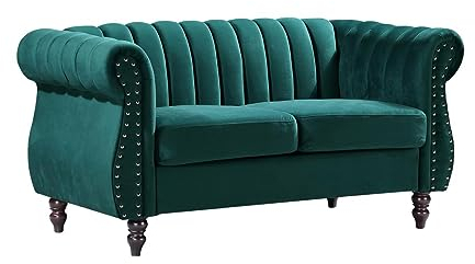 Vente-unique-Chesterfield-Sofa - 2-Sitzer - Samt - Smaragdgrün - Trumbo