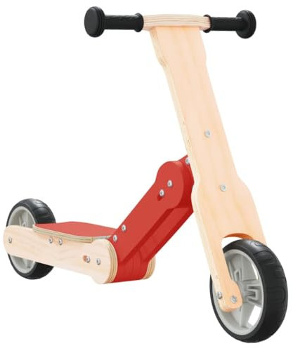 vidaXL Kinderroller 2-in-1, Klappbar Kinderlaufrad mit verstellbarem Sitz Lenker, Laufrad Roller für Kleinkinder ab 2 Jahre, Kinderrad Lernlaufrad, Rot