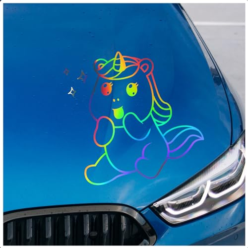 Finest Folia Einhorn Aufkleber 40x46cm Folie Autoaufkleber Sticker für Auto Motorrad Sternenstaub selbstklebend wasserfest Sterne süß Kfz Zubehör KX094 (Hologramm)