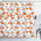 ABAKUHAUS Geometrisch Duschvorhang, im Argyle-ähnlichen polygonalen Muster mit einem modernen Look Zickzack-Ornament, Stoffliches Gewebe Badezimmerdekorationsset mit Haken, 175 x 200 cm, Weiß Orange
