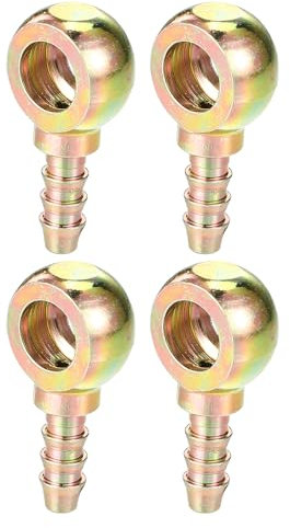 Hihaha Raccordo a barra filettata per tubo flessibile con bullone banjo Adattatore per linea freno e carburante per auto moto Metallo resistente 8mm ID 6mm OD / 4 pezzi tonalità bronzo