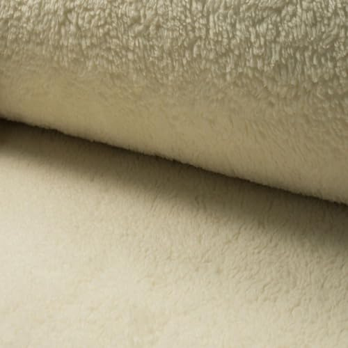 Baumwoll-Teddy | Teddy-Plüsch | für Bekleidung, Decken uvm. | 50x150 cm | Meterware (natur)