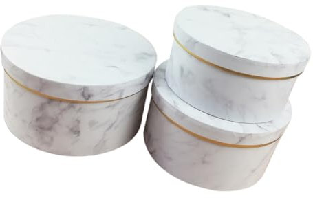 SEWACC 3stücke Teiliges Rundes Geschenkbox Eleganten Marmor-design Für Blumenarrangements Für Anlässe Wie Geburtstage Weihnachten Hochzeiten Und Valentinstag