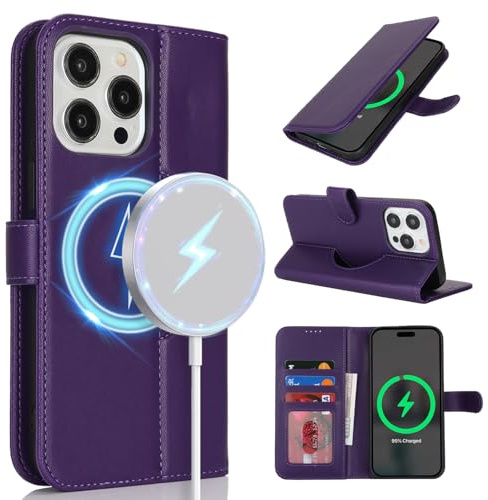 SailorTech for iPhone 12 Pro Max Wallet Case with Card Holder for Women, iPhone 12 Pro Max Phone Case Wallet with Credit Card with Flip and Man Case-Dark Violet
