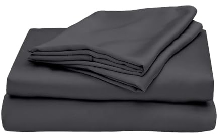 Waterlily 100 % Bambus-Lyocell-Bettwäsche-Set, 4-teilig, Bettbezug, Spannbetttuch, Kissenbezüge, Doppelbett, King-Size-Bett, organisch, natürlich, weich, vegane Seide, Luxus-Bettwäsche, Anthrazit