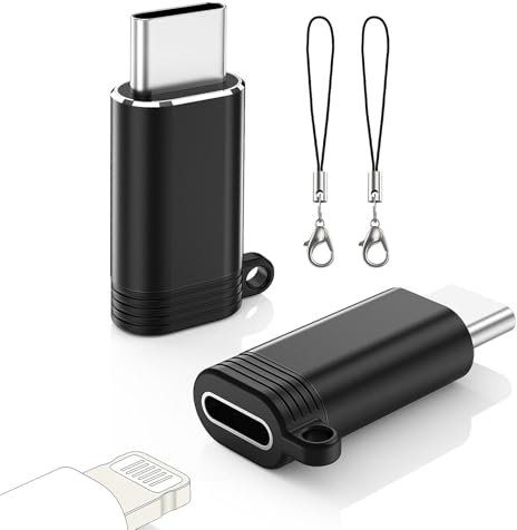 MoKo Adaptateur Lightning vers USB C Lot de 2, Adaptateur USB C vers Lightning pour iPhone 16/16 Pro/16 Pro Max/iPhone 15 Pro Max Plus, pour Charge, Pas pour Écouteurs/Audio/OTG, Noir