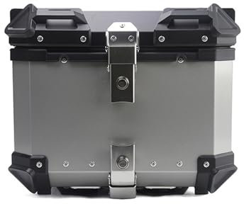 birnn Motorrad Topcase für Triumph Tiger 800 900 955 1050 1200, Motorrad Heckkasten Wasserdicht Haltbar Motorrad Kofferraumbox Motorcycle Suitcase Reise Aufbewahrungsbox,36L-Silver