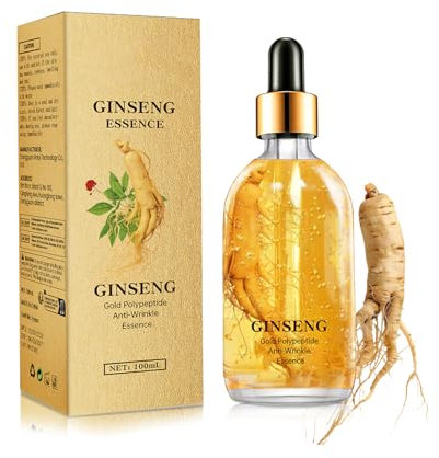 Ginseng Anti-Falten Serum Gesicht, Ginseng Gold Polypeptide Serum, Anti-Aging Ginseng Peptide Gesichtsserum für Gesichtspflege - Straffung, Reduzierung feiner Linien und Feuchtigkeit, 100ml