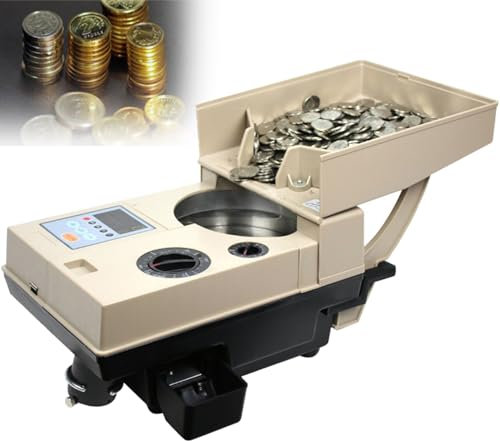 ExoticaBlend Elektronischer Münzzähler-Sortierer Euro 1200 Münzen Mini-Digital-Automatik-Zählmaschine Voreinstellung/Gesamtgeldanzeige/Fehlerselbstprüfung