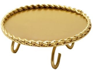 Yurosiay Bougeoir doré en fer - Bougeoir sur pied - Bougeoir en cire - Soucoupe à bougie - Assiette de mariage - Plateau décoratif pour fête de famille, mariage, église, tables à manger