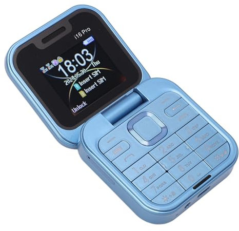 GOWENIC 2G Small Klapphandy, Faltbares Handy mit LED Taschenlampe, 1,77 Zoll Kleines Display, Entsperrtes Klapphandy, Unterstützt UKW Radio, Mediaplayer, Schnellwahl (Blue)