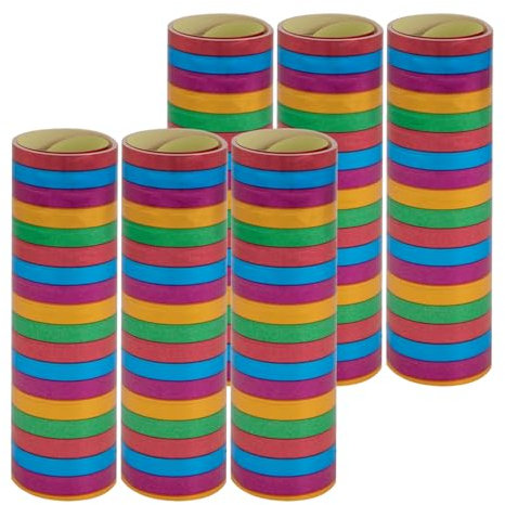 Idena 30554 - Metallic Luftschlangen, 6 Rollen mit je 18 Abrissen, aus FSC-zertifiziertem Papier, als Party Deko oder zum Geburtstag