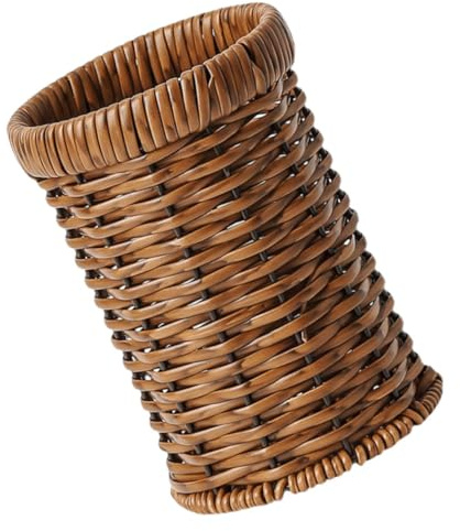 Ciieeo Woven Cutlery Basket Silverware Organizer Imitation Rattan Utensil Holder Multi-functional Kitchen Storage Basket Drainage Suitable for Countertop and Dining Table