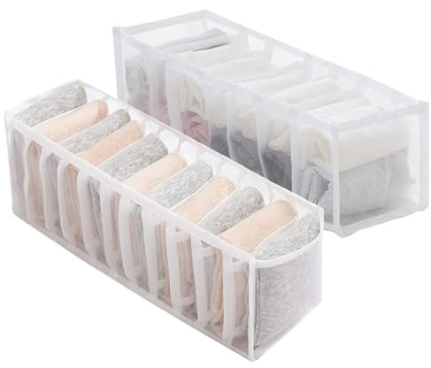 2 Piezas Organizador Divisor de Cajones, Organizadores de Cajones Plegables, Organizador de Cajones para Ropa Interior, Contenedores de Almacenamiento Plegables para Calcetines, Bragas, Corbatas