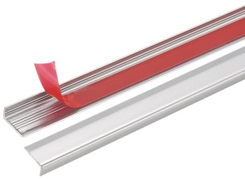 sourcing map 10pcs Tile Edge Trim 12 x 0.4 Peel and Stick Backsplash Trim Aluminum Alloy Self Adhesive L-Shape Outside Corner Strip for Kitchen Tailgates Mirror Frame Furniture, Matte Silver