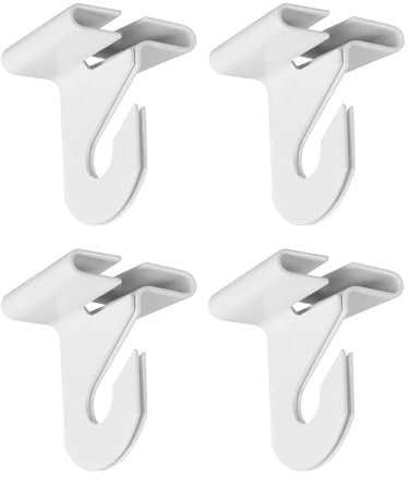QUARKZMAN 4 Ganchos de Techo Desmontable de 1 de Ancho de Metal para Rieles en T Suspensión de Azulejos de Techo para Colgar Plantas y Decoraciones, Blanco