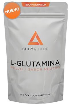 L-Glutamina Polvo 500g- Aminoácido L-Glutamina Pura Sin Sabor- 100 tomas de L-Glutamina Vegana, Sin Gluten- Recuperador Muscular- Bodyathlon