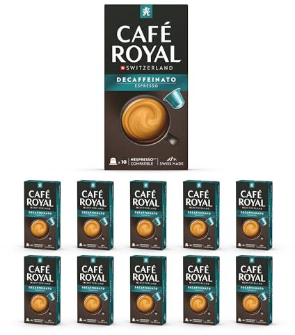 Café en Capsules Aluminium - Café Royal Pro | 10 x 10 soit 100 Dosettes - Saveur Decaffeinato - Compatibles avec les Machines à café Nespresso®* Alu à usage Domestique