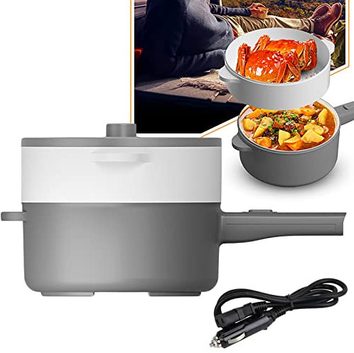 3.5L Electric Hot Pot Nonstick Frying Pan with Steamer - 24V Trucks Electric Skillet/Saucepan for Stir Fry, Roast, Ramen Cooker
