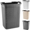 ZENQA Plastic Laundry Basket | Large 65 Litre Laundry Hamper Storage Washing Basket | Dirty Clothes Baskets with Handles | Laundry Basket Bin for Bathroom Bedroom (Grey - No Lid)