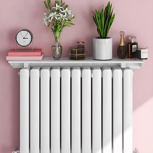 Heizkörperverkleidung Staubdicht und Rauchfrei, Verbesserte Heizkörperregal aus Aluminiumlegierung, Schwebende Heizung Regal Weiß Ohne Bohren mit Halterung(Size:30cm)